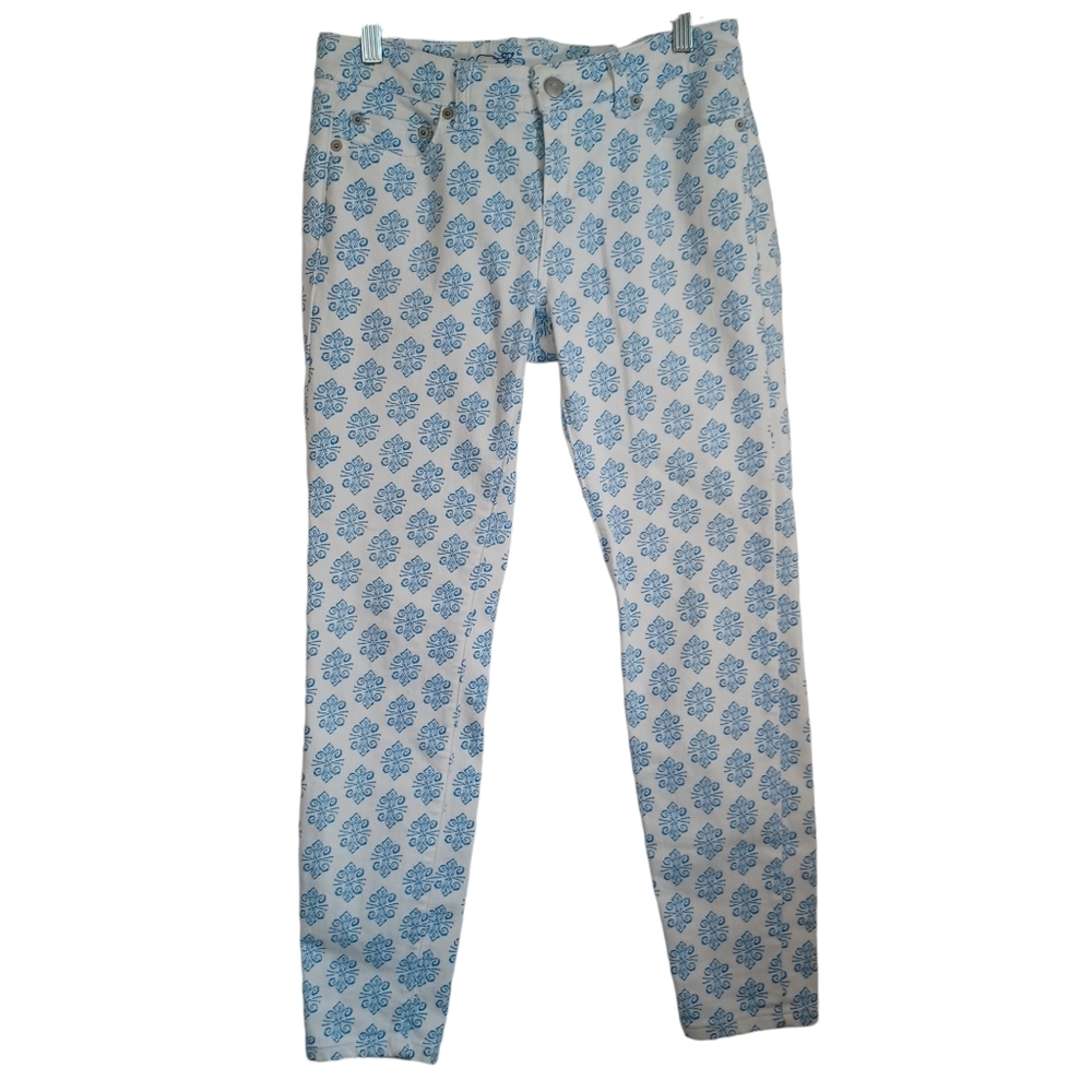 Vineyard Vines Jeans Blue White Denim Print Pants Skinny Style Womens 4